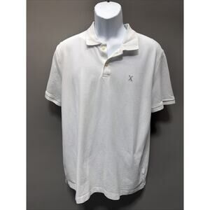 Express Mens Short Sleeve X Logo White Pique Polo Shirt Size XL